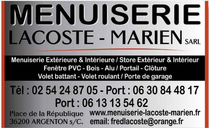 Menuiserie Lacoste-Marien - 36200 ARGENTON-SUR-CREUSE